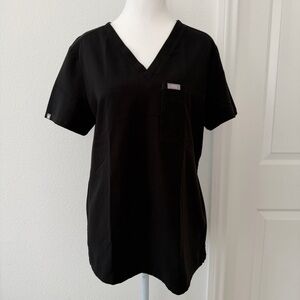 Preowned FIGS Catarina One-Pocket Scrub Top, Sz S - Black